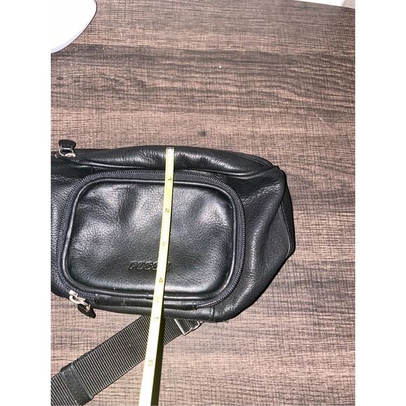 FOSSIL vintage black leather fanny pack waist bag RARE - Picture 14 of 16